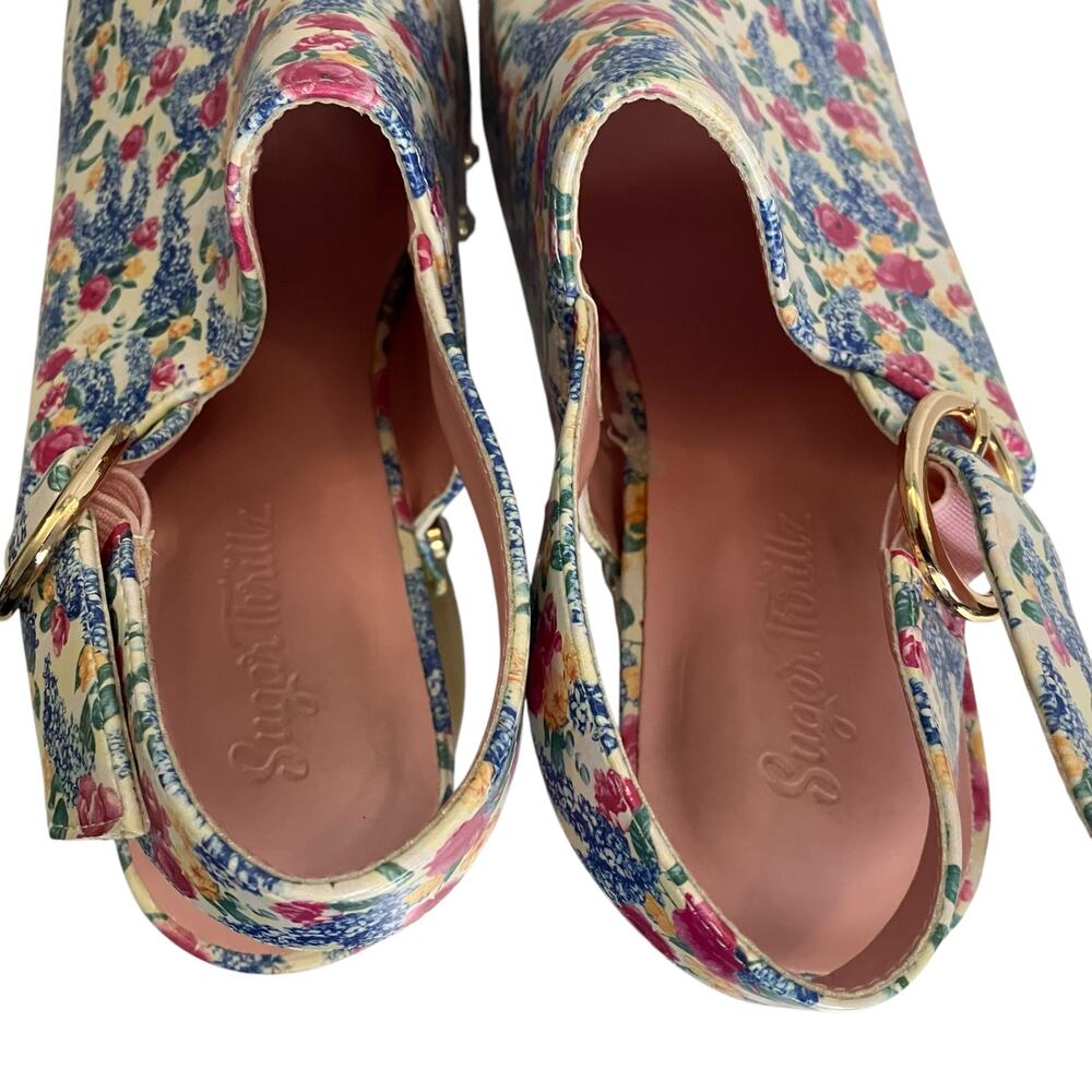 Sugar Thrillz Dolls Kill Cottage Floral Platform Heels Size 10M - Picture 7 of 12